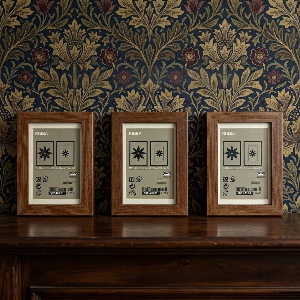Set of 3 IKEA Ribba Picture Frames 4x6 Brown Wood Effect 902.435.51